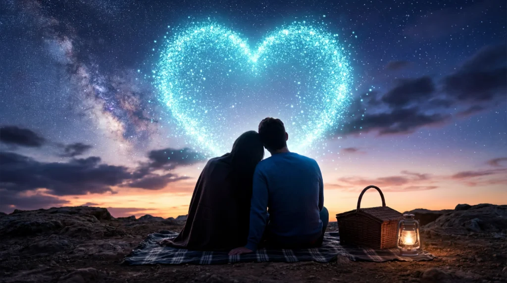 étoile couple cœur bleu